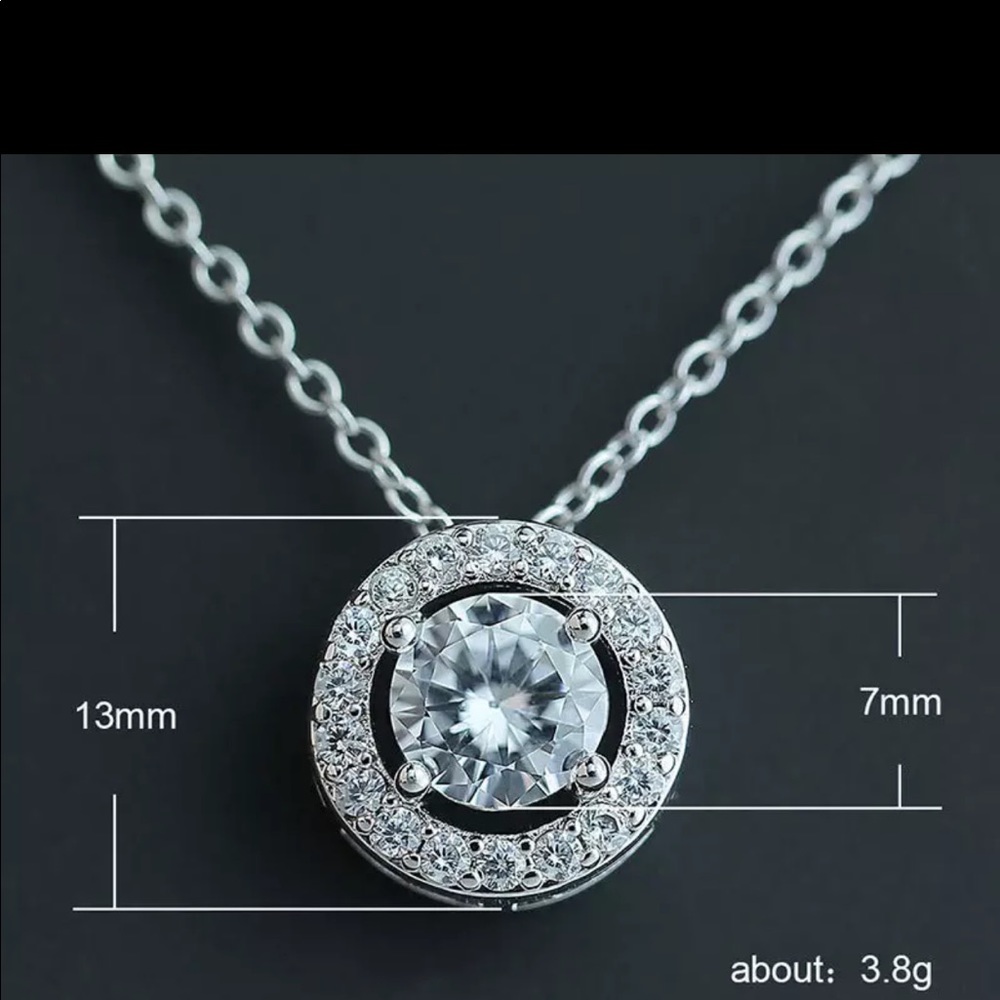 New Women’s 925 Silver Beautiful Round Diamond Lovepromise Necklace - Picture 6 of 6